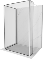 Mexen Kioto cloison de douche Walk-in 100 x 90 x 40 cm, cadre noir, blanc - 800-100-090-221-20-70-040