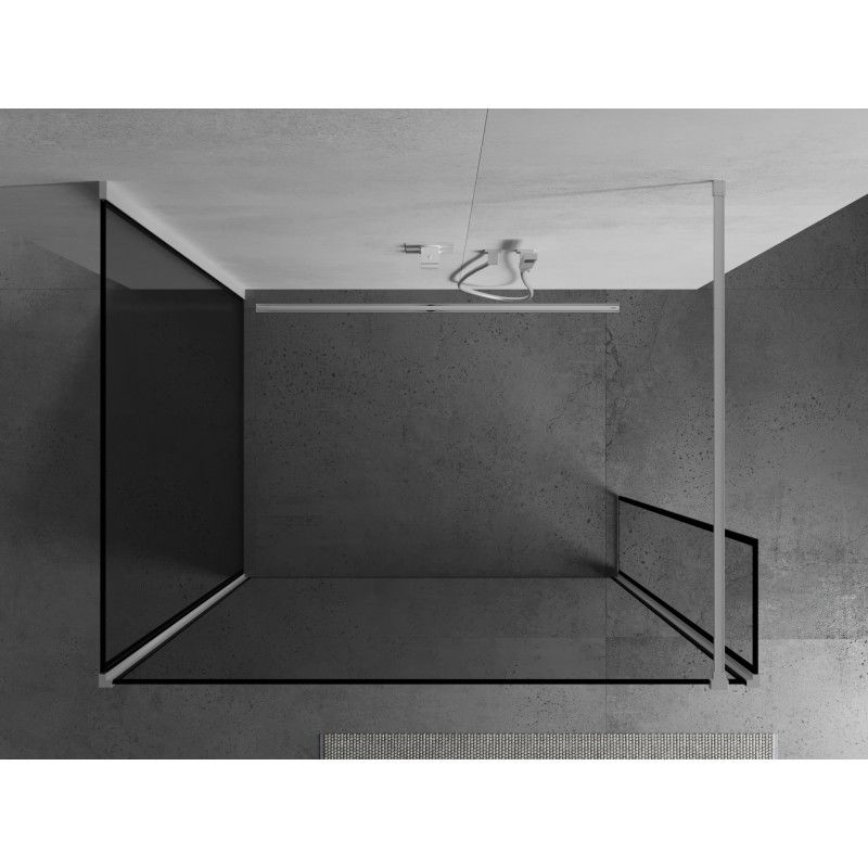 Mexen Kioto paroi de douche Walk-in 130 x 90 x 40 cm, cadre noir, blanc - 800-130-090-221-20-70-040