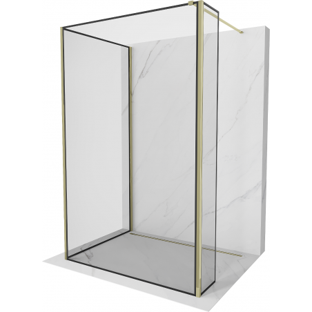 Mexen Kioto paroi de douche à l'italienne 100 x 70 x 30 cm, cadre noir, doré - 800-100-070-221-50-70-030