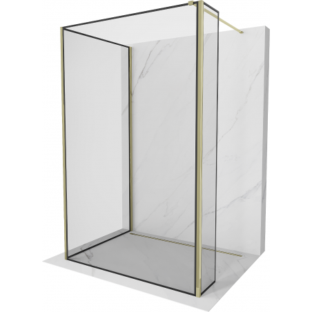Mexen Kioto paroi de douche Walk-in 130 x 120 x 30 cm, cadre noir, or - 800-130-120-221-50-70-030