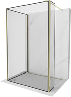 Mexen Kioto cloison de douche Walk-in 140 x 90 x 40 cm, cadre noir, doré - 800-140-090-221-50-70-040
