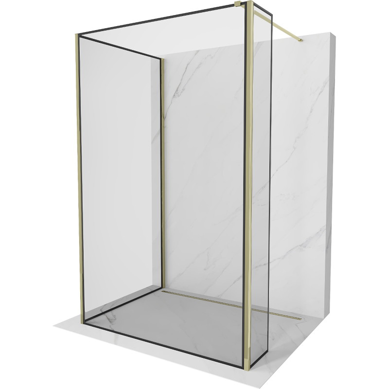 Mexen Kioto paroi de douche Walk-in 100 x 100 x 40 cm, cadre noir, or - 800-100-100-221-50-70-040