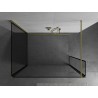 Mexen Kioto paroi de douche Walk-in 140 x 80 x 30 cm, cadre noir, or brossé - 800-140-080-221-55-70-030