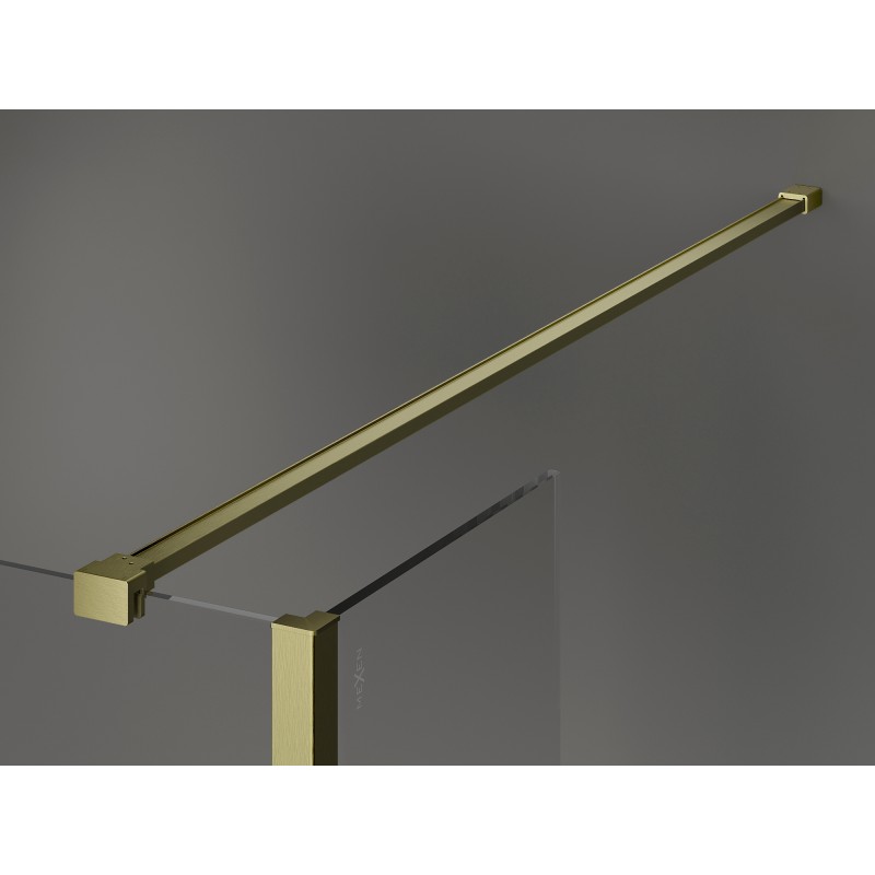 Mexen Kioto panneau de douche Walk-in 100 x 80 x 30 cm, cadre noir, or brossé - 800-100-080-221-55-70-030