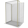 Mexen Kioto paroi de douche Walk-in 140 x 100 x 30 cm, cadre noir, doré brossé - 800-140-100-221-55-70-030