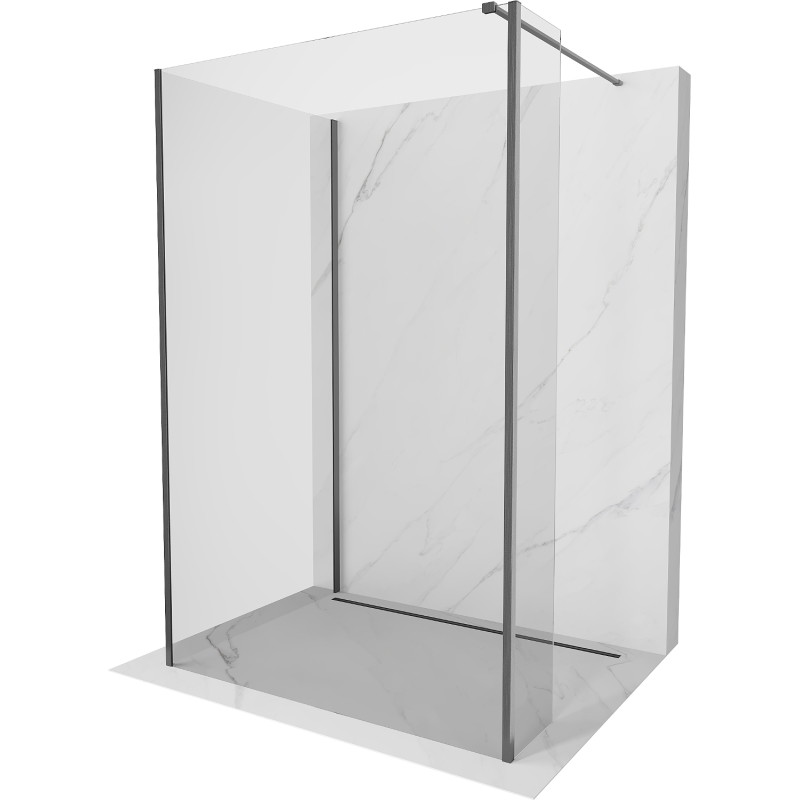 Mexen Kioto paroi de douche Walk-in 100 x 80 x 30 cm, transparent, gris métallisé brossé - 800-100-080-221-66-00-030