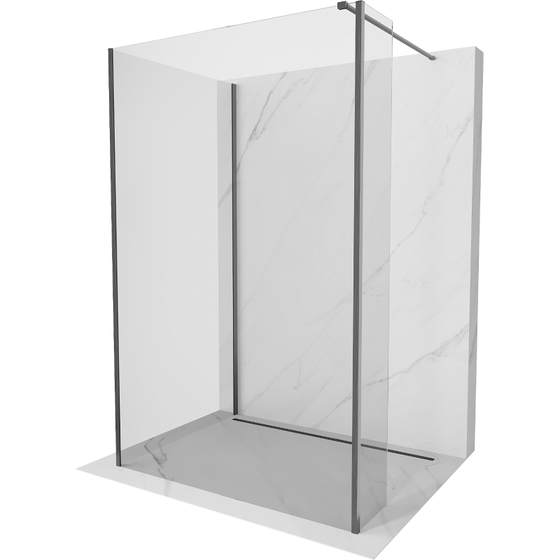 Mexen Kioto paroi de douche Walk-in 130 x 80 x 30 cm, transparente, gris canon brossé - 800-130-080-221-66-00-030
