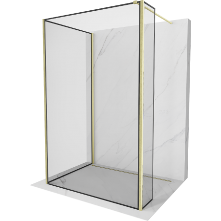 Mexen Kioto paroi de douche Walk-in 100 x 80 x 40 cm, motif noir, finition dorée - 800-100-080-221-55-70-040