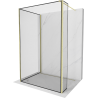 Mexen Kioto paroi de douche Walk-in 140 x 90 x 40 cm, cadre noir, doré brossé - 800-140-090-221-55-70-040