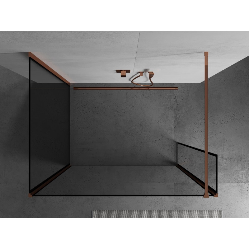 Mexen Kioto cloison de douche Walk-in 100 x 70 x 30 cm, cadre noir, or rose - 800-100-070-221-60-70-030