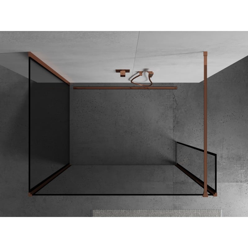 Mexen Kioto paroi de douche Walk-in 100 x 70 x 40 cm, cadre noir, or rose - 800-100-070-221-60-70-040