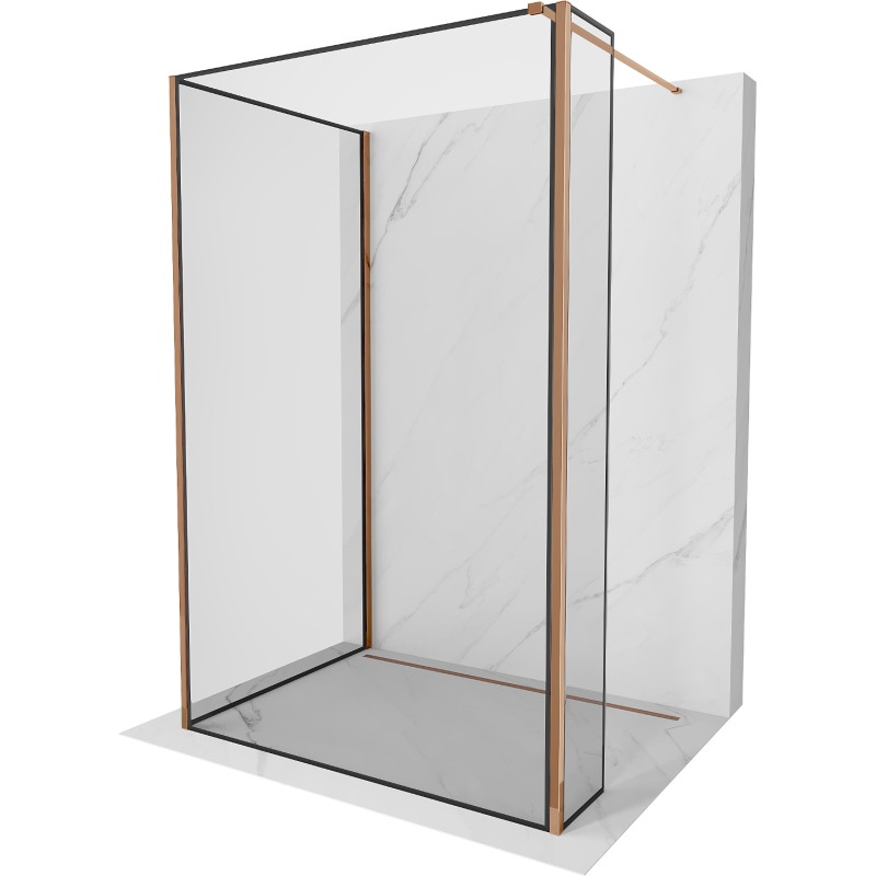 Mexen Kioto paroi de douche Walk-in 100 x 80 x 40 cm, cadre noir, or rose - 800-100-080-221-60-70-040