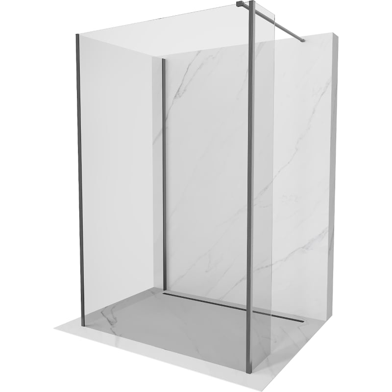 Mexen Kioto Paroi de douche Walk-in 120 x 75 x 40 cm, transparent, gris canon brossé - 800-120-075-221-66-00-040