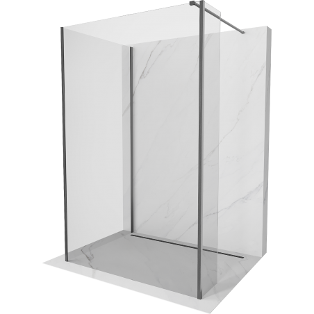 Mexen Kioto paroi de douche Walk-in 120 x 75 x 40 cm, transparente, gris ardoise brossé - 800-120-075-221-66-00-040
