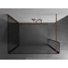Mexen Kioto paroi de douche Walk-in 100 x 80 x 40 cm, cadre noir, or rose - 800-100-080-221-60-70-040