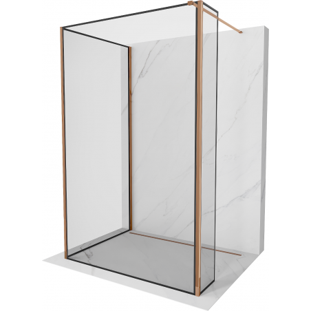 Mexen Kioto paroi de douche Walk-in 100 x 100 x 40 cm, cadre noir, or rose - 800-100-100-221-60-70-040