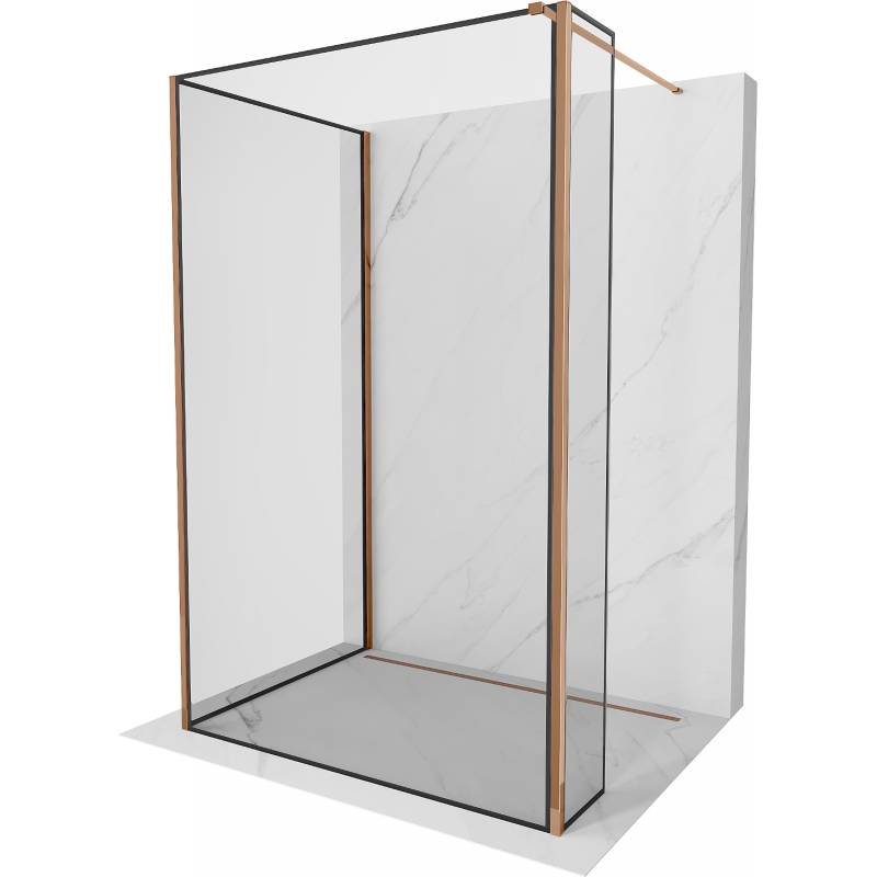 Mexen Kioto paroi de douche Walk-in 120 x 100 x 40 cm, cadre noir, or rose - 800-120-100-221-60-70-040