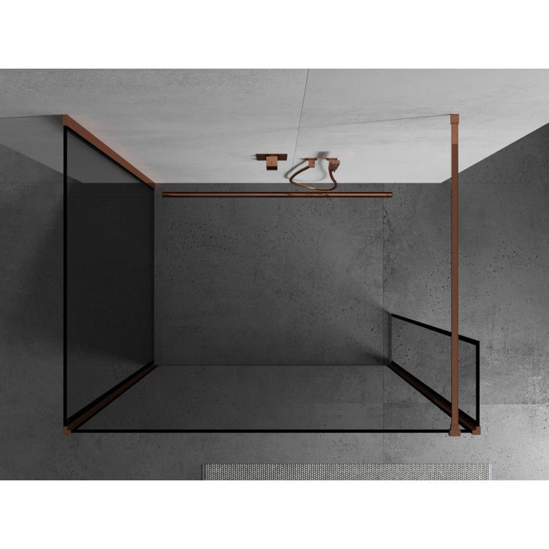 Mexen Kioto paroi de douche Walk-in 120 x 110 x 40 cm, cadre noir, or rose - 800-120-110-221-60-70-040