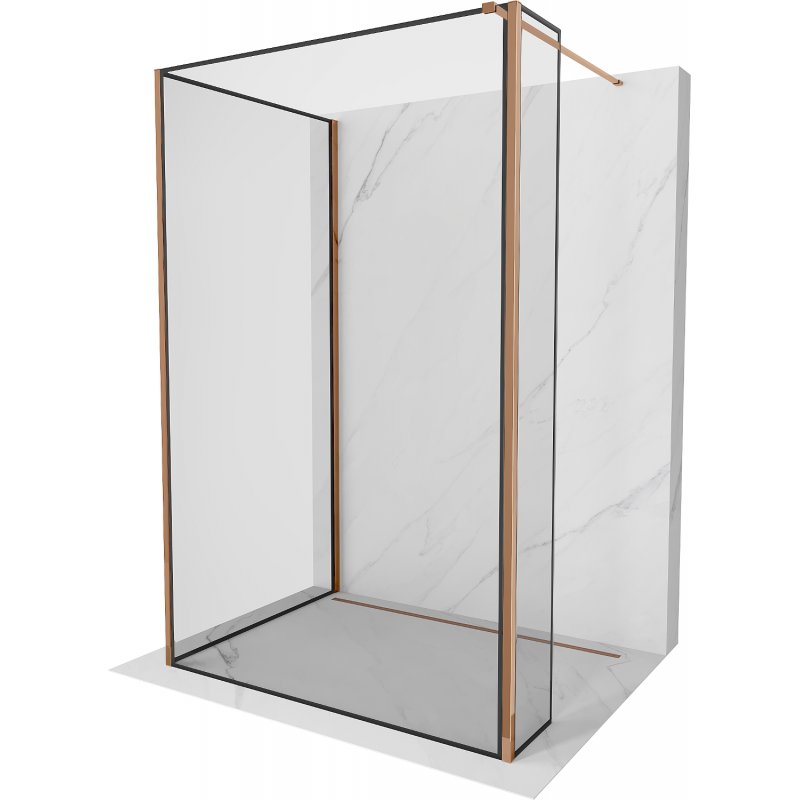 Mexen Kioto Paroi de douche Walk-in 140 x 100 x 40 cm, motif noir, or rose - 800-140-100-221-60-70-040