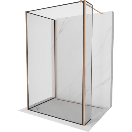 Mexen Kioto paroi de douche Walk-in 90 x 90 x 30 cm, cadre noir, cuivre brossé - 800-090-090-221-65-70-030