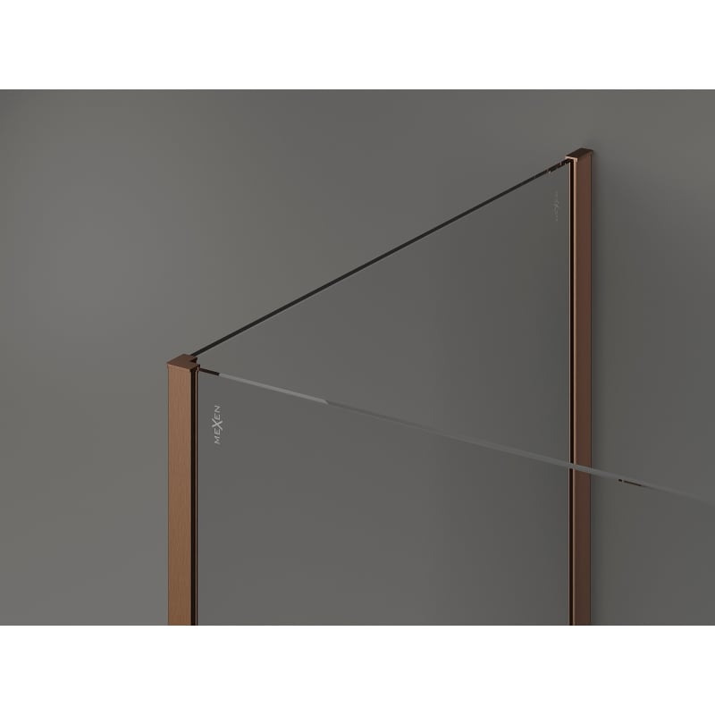 Mexen Kioto paroi de douche Walk-in 90 x 90 x 30 cm, cadre noir, cuivre brossé - 800-090-090-221-65-70-030
