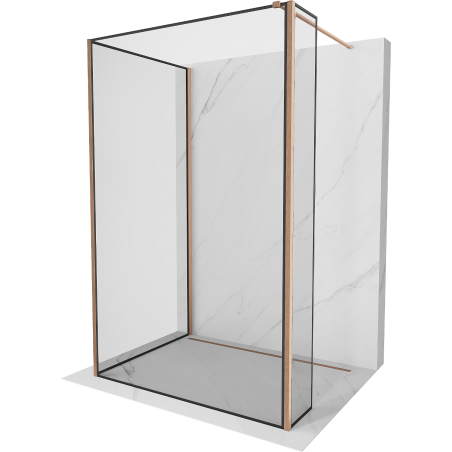 Mexen Kioto paroi de douche Walk-in 120 x 110 x 30 cm, cadre noir, cuivre brossé - 800-120-110-221-65-70-030