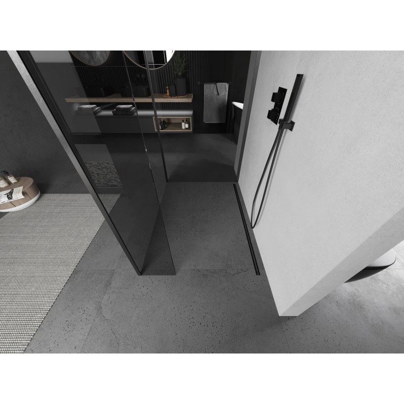 Mexen Kioto paroi de douche Walk-in 120 x 115 x 40 cm, transparent, gris canon brossé - 800-120-115-221-66-00-040