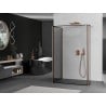 Mexen Kioto paroi de douche Walk-in 120 x 110 x 30 cm, cadre noir, cuivre brossé - 800-120-110-221-65-70-030