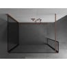 Mexen Kioto paroi de douche Walk-in 130 x 120 x 30 cm, cadre noir, cuivre brossé - 800-130-120-221-65-70-030