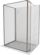 Mexen Kioto paroi de douche Walk-in 90 x 80 x 40 cm, cadre noir, cuivre brossé - 800-090-080-221-65-70-040