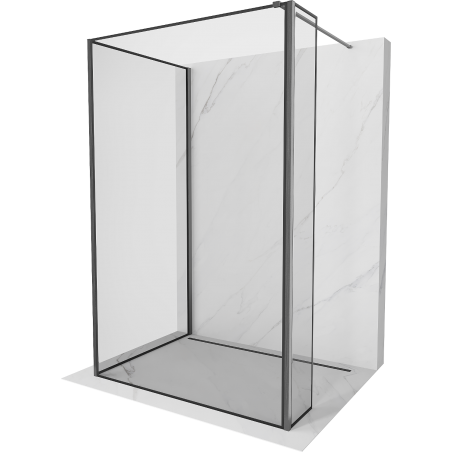 Mexen Kioto Panneau de douche Walk-in 110 x 70 x 40 cm, cadre noir, gris canon brossé - 800-110-070-221-66-70-040