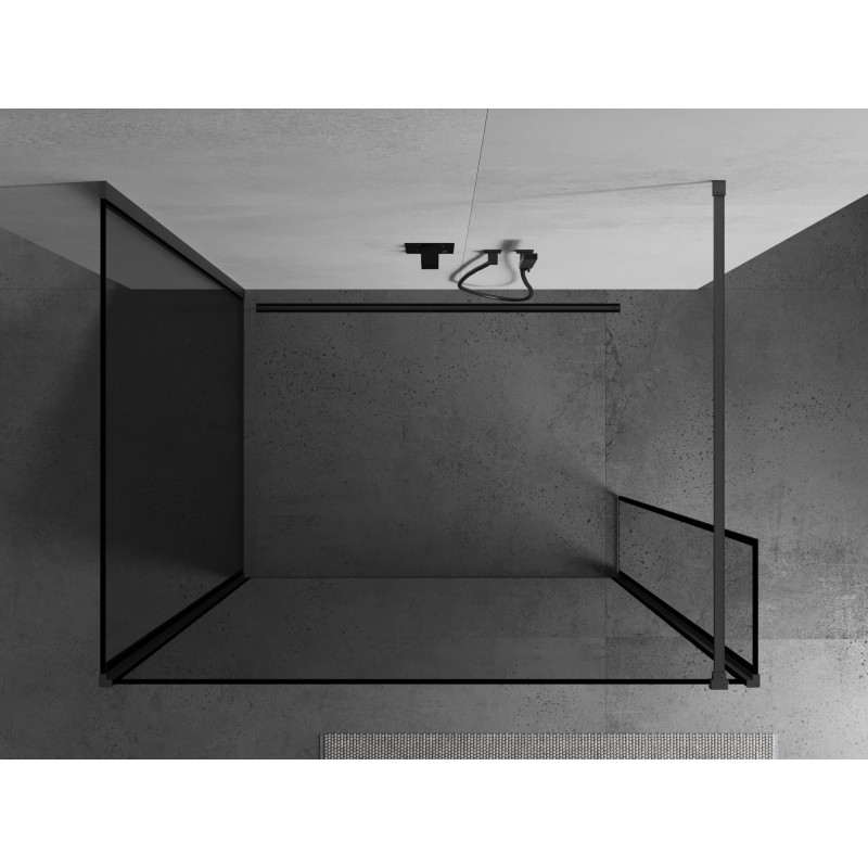 Mexen Kioto paroi de douche Walk-in 100 x 70 x 40 cm, cadre noir, gris canon brossé - 800-100-070-221-66-70-040