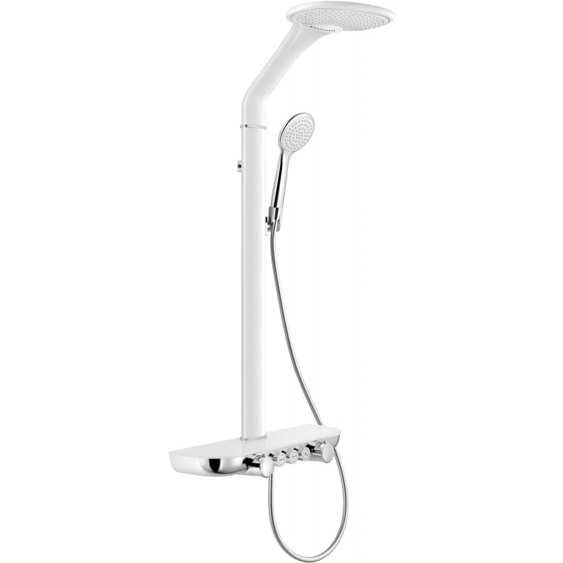 Mexen Bolt ensemble de douche mural avec pomme de douche et robinet, blanc/chrome - 78108-20
