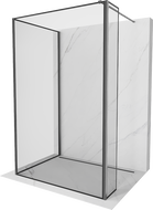 Mexen Kioto paroi de douche Walk-in 130 x 100 x 40 cm, cadre noir, gun gris brossé - 800-130-100-221-66-70-040