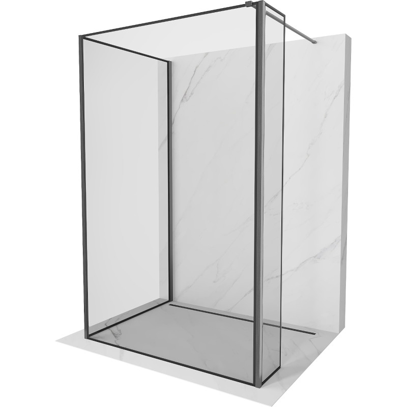 Mexen Kioto paroi de douche Walk-in 140 x 100 x 40 cm, cadre noir, gris pistolet brossé - 800-140-100-221-66-70-040