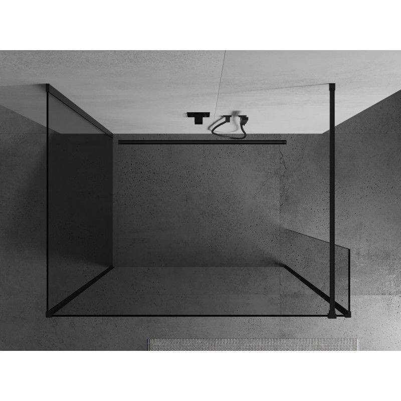 Mexen Kioto paroi de douche Walk-in 125 x 70 x 30 cm, transparent, noir - 800-125-070-221-70-00-030