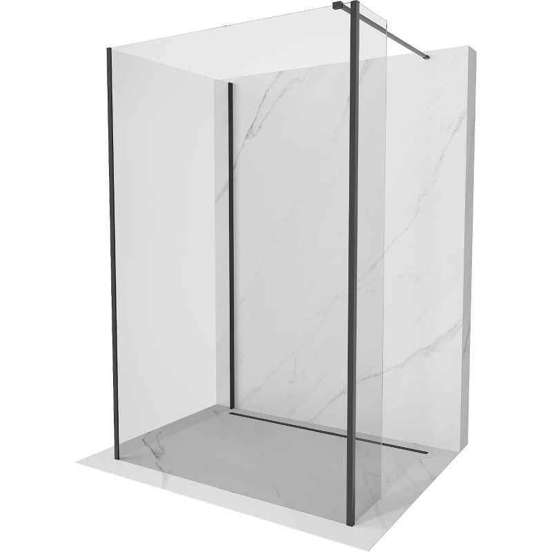 Mexen Kioto paroi de douche Walk-in 120 x 120 x 30 cm, transparent, noir - 800-120-120-221-70-00-030