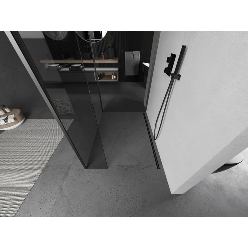 Mexen Kioto paroi de douche Walk-in 125 x 70 x 30 cm, transparent, gun metal - 800-125-070-221-95-00-030