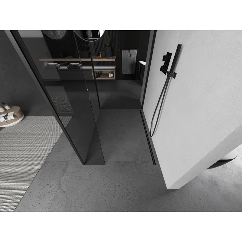 Mexen Kioto paroi de douche Walk-in 120 x 115 x 40 cm, transparent, noir - 800-120-115-221-70-00-040