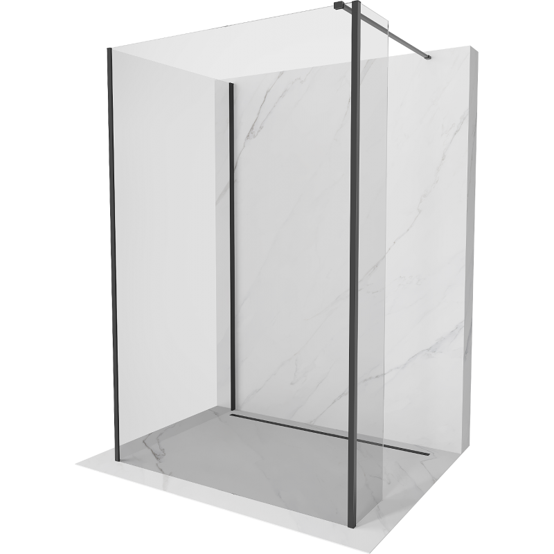 Mexen Kioto paroi de douche Walk-in 125 x 120 x 40 cm, transparent, noir - 800-125-120-221-70-00-040