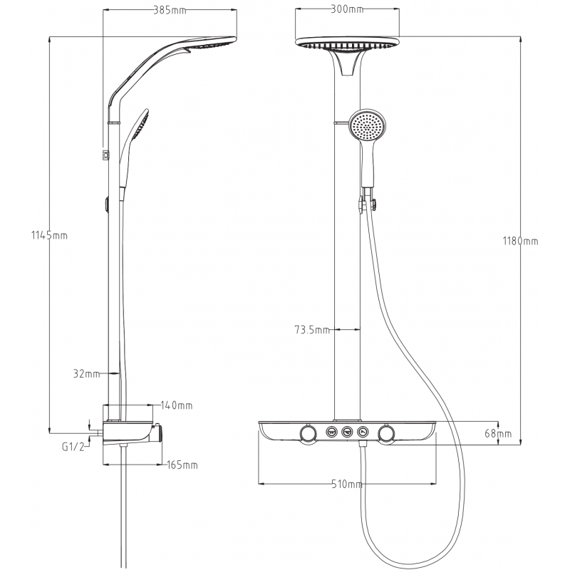 Mexen Bolt ensemble de douche externe avec pomme de douche et mitigeur, noir/or - 78108-75