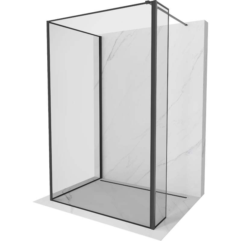 Mexen Kioto paroi de douche Walk-in 140 x 110 x 30 cm, cadre noir, noir - 800-140-110-221-70-70-030