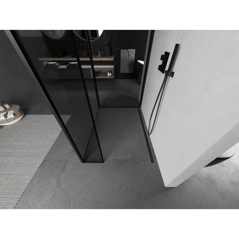 Mexen Kioto paroi de douche Walk-in 120 x 120 x 30 cm, cadre noir, noir - 800-120-120-221-70-70-030