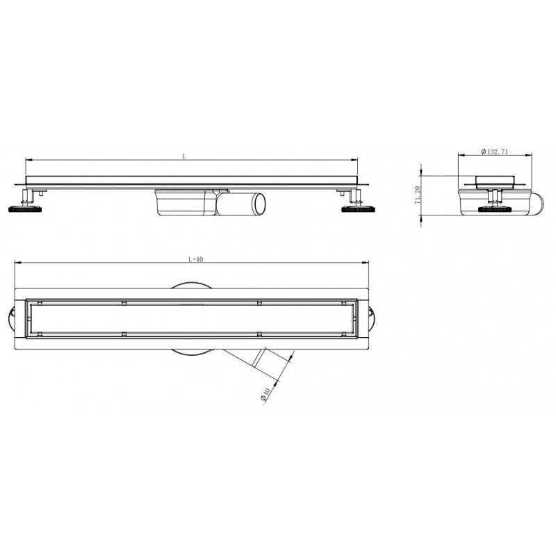 Mexen Flat 360° M33 drain linéaire pivotant 80 cm, inox - 1033080-40