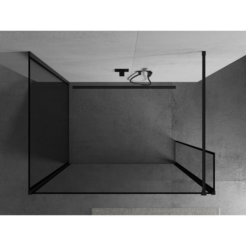 Mexen Kioto paroi de douche Walk-in 100 x 90 x 40 cm, cadre noir, noir - 800-100-090-221-70-70-040