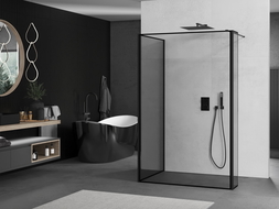 Mexen Kioto paroi de douche Walk-in 100 x 100 x 40 cm, motif noir, noir - 800-100-100-221-70-70-040