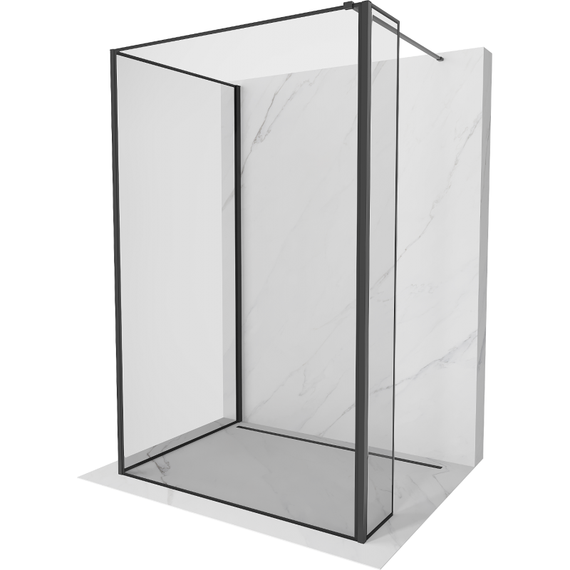 Mexen Kioto paroi de douche Walk-in 130 x 110 x 40 cm, motif noir, noir - 800-130-110-221-70-70-040