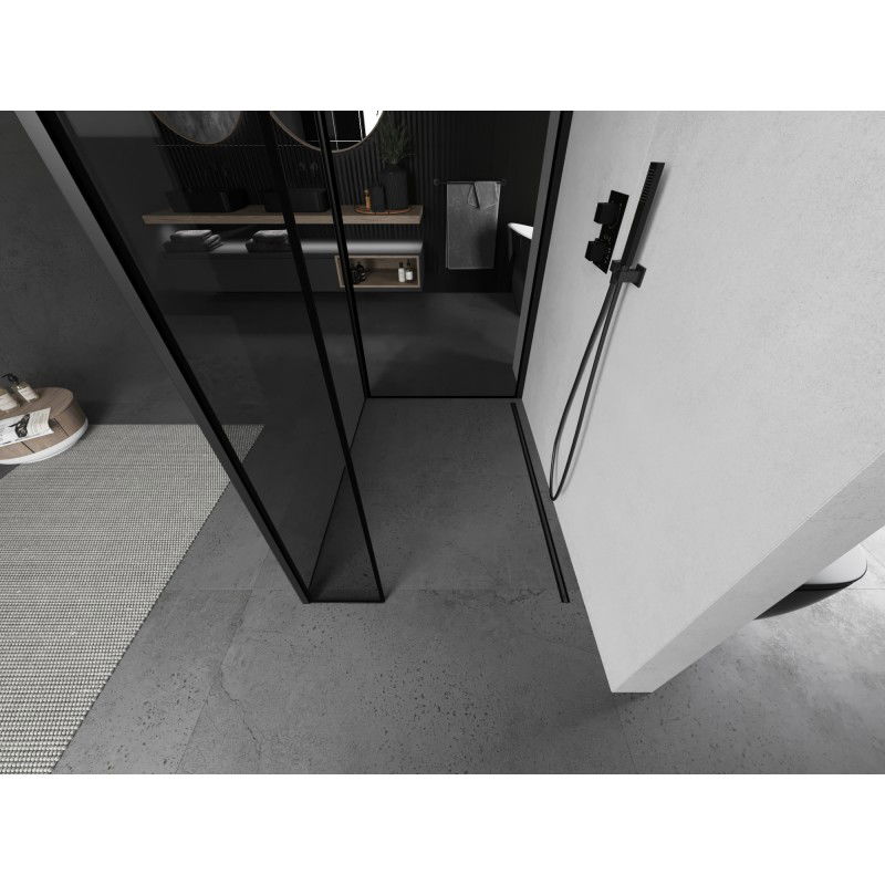 Mexen Kioto paroi de douche Walk-in 120 x 120 x 40 cm, cadre noir, noir - 800-120-120-221-70-70-040