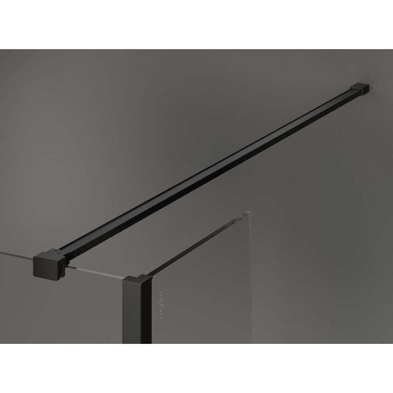 Mexen Kioto paroi de douche Walk-in 140 x 120 x 40 cm, cadre noir, noir - 800-140-120-221-70-70-040