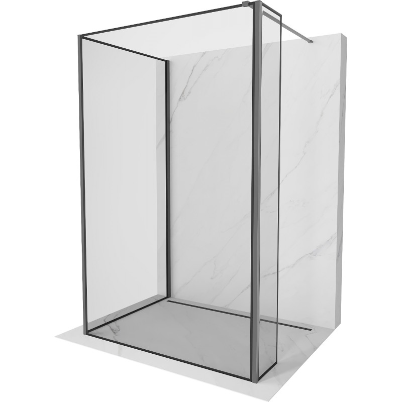 Mexen Kioto paroi de douche Walk-in 120 x 80 x 30 cm, motif noir, gun metal - 800-120-080-221-95-70-030